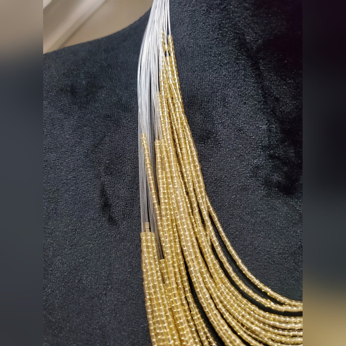 Gold Seed Bead Multistrand Necklace