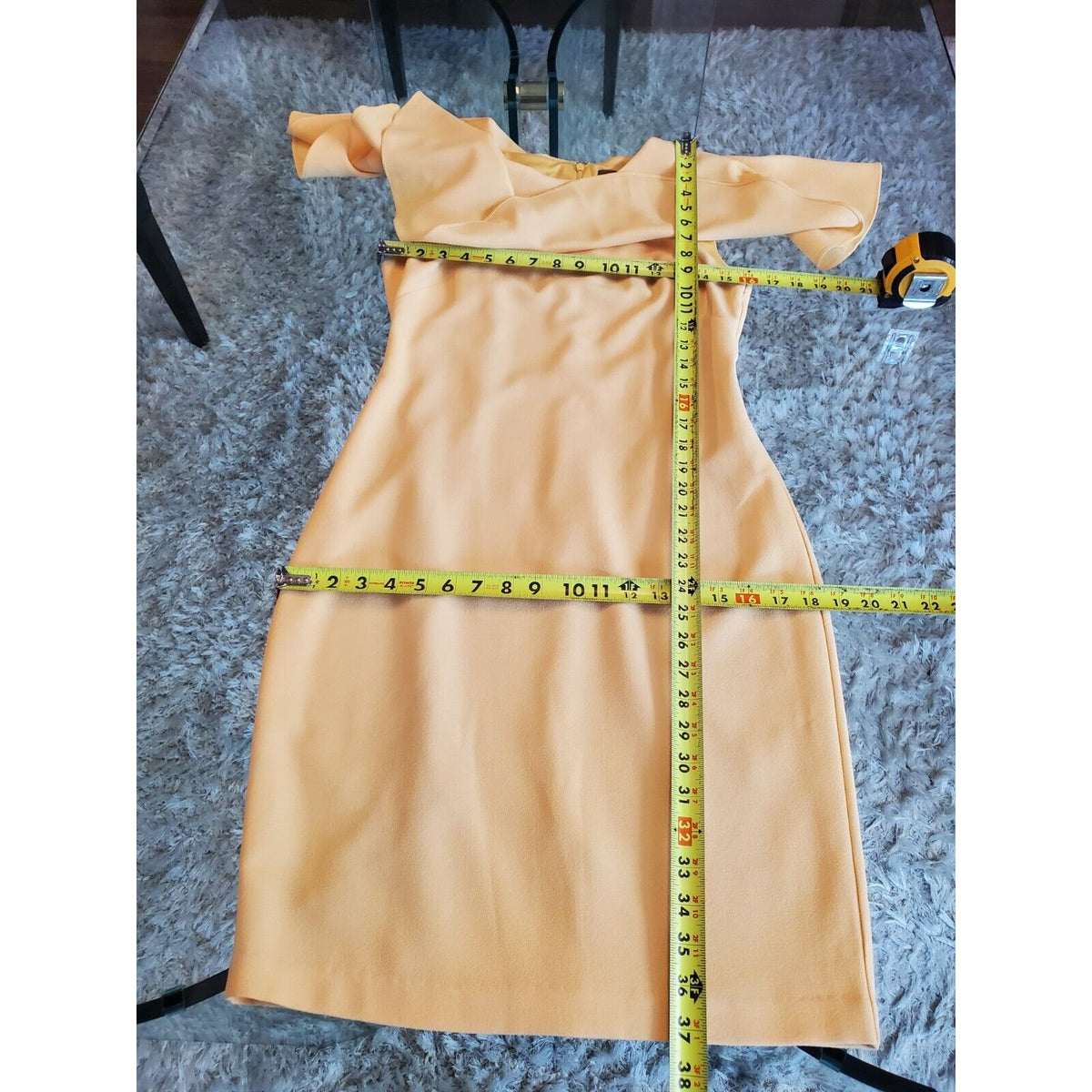 Vince Camuto Yellow Pleated Cape Collar Polyester Sleeveless Knee Length Dress 6