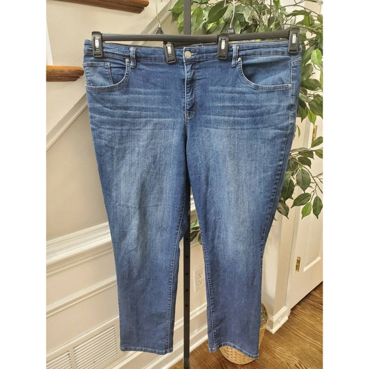New Direction Women's Denim Blue Cotton Mid Rise Curvy Capri Jeans Pants Size 22