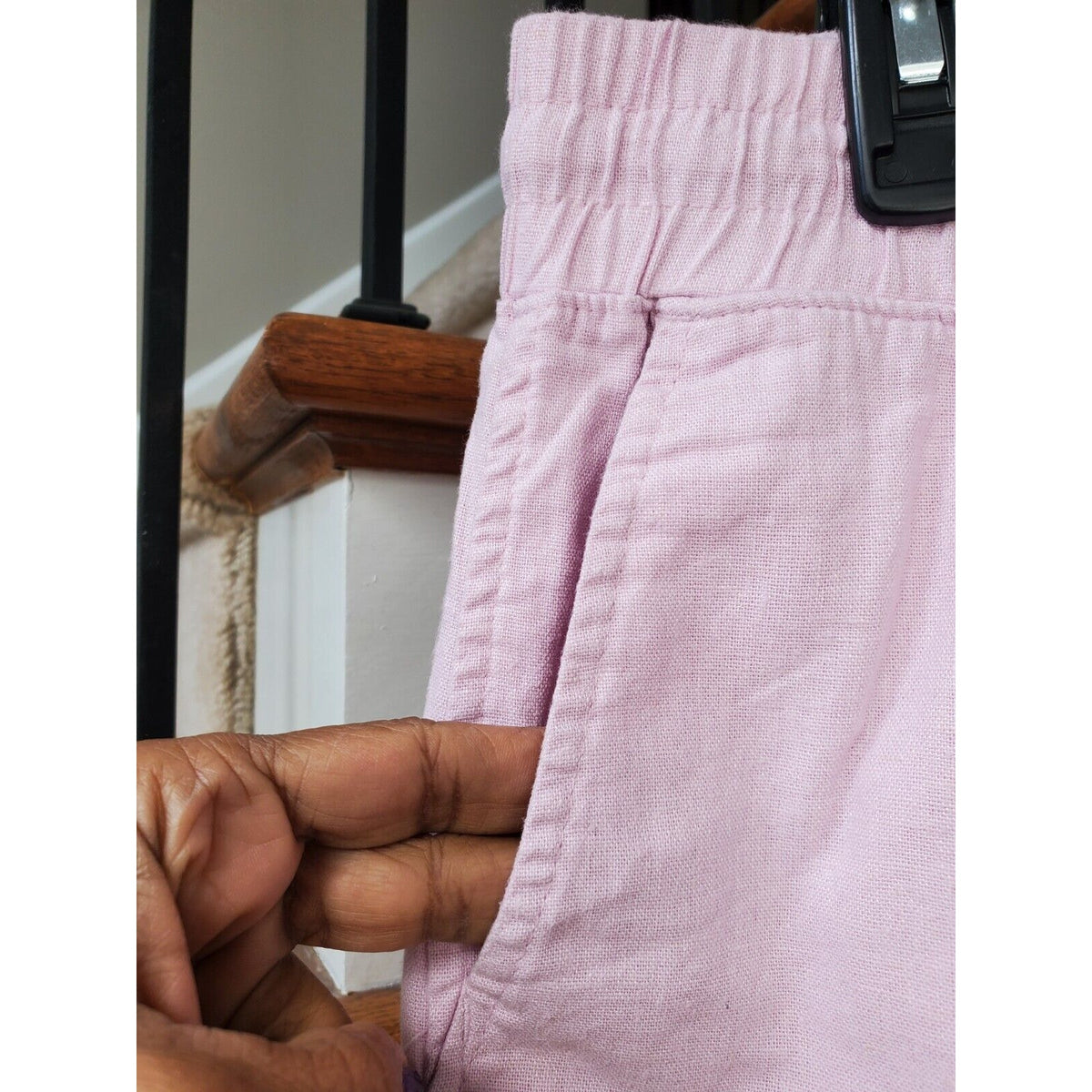 Gap Women Pink Solid Linen Mid Rise Pull On Comfort Waist Casual Shorts Size XL