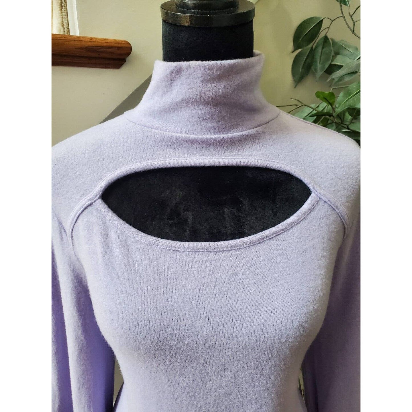 Another Reason Women's Purple Polyester High Neck Long Sleeve Pullover Sweater M