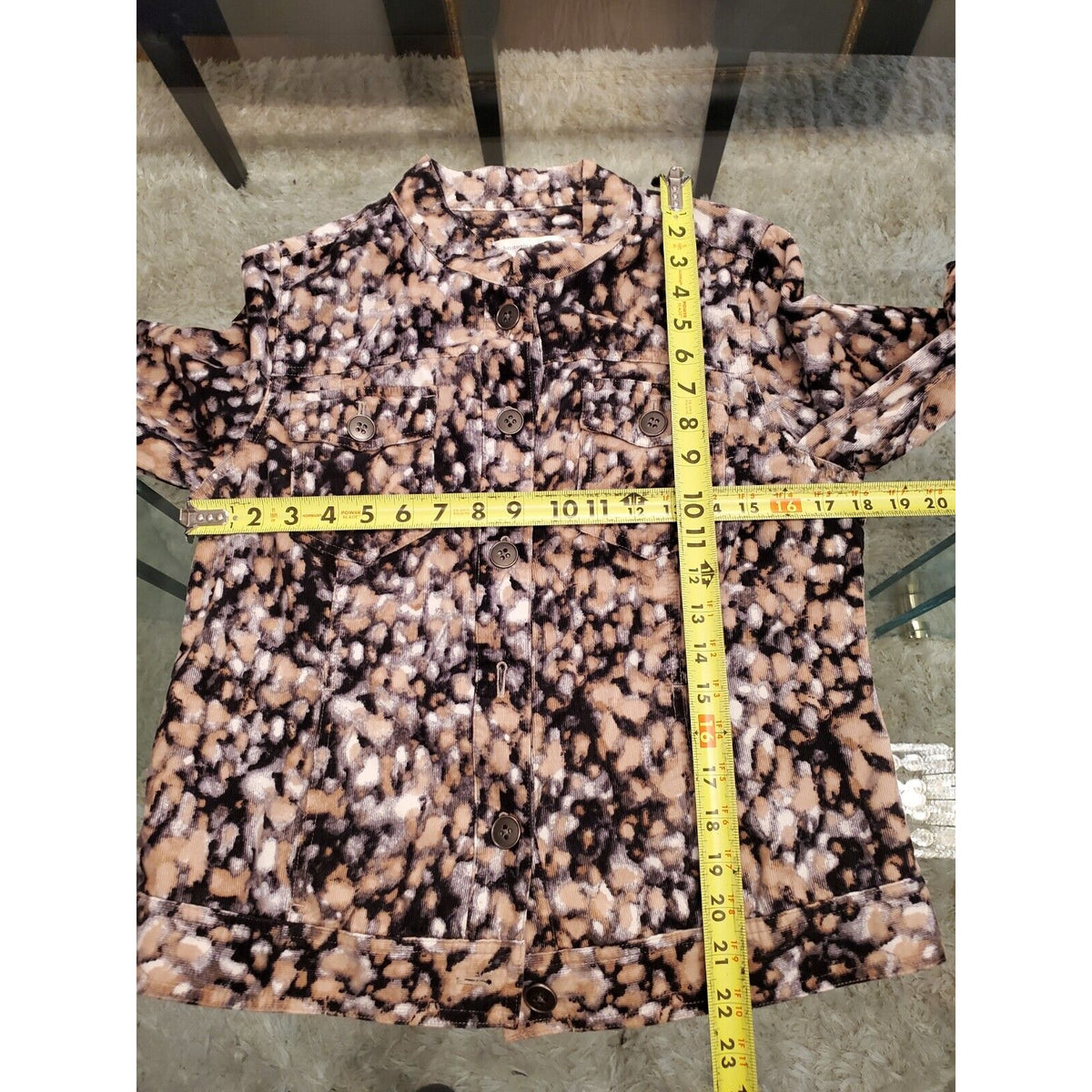 Christopher & Banks Softshell Multicolor 100% Cotton Button Front Jacket Size S