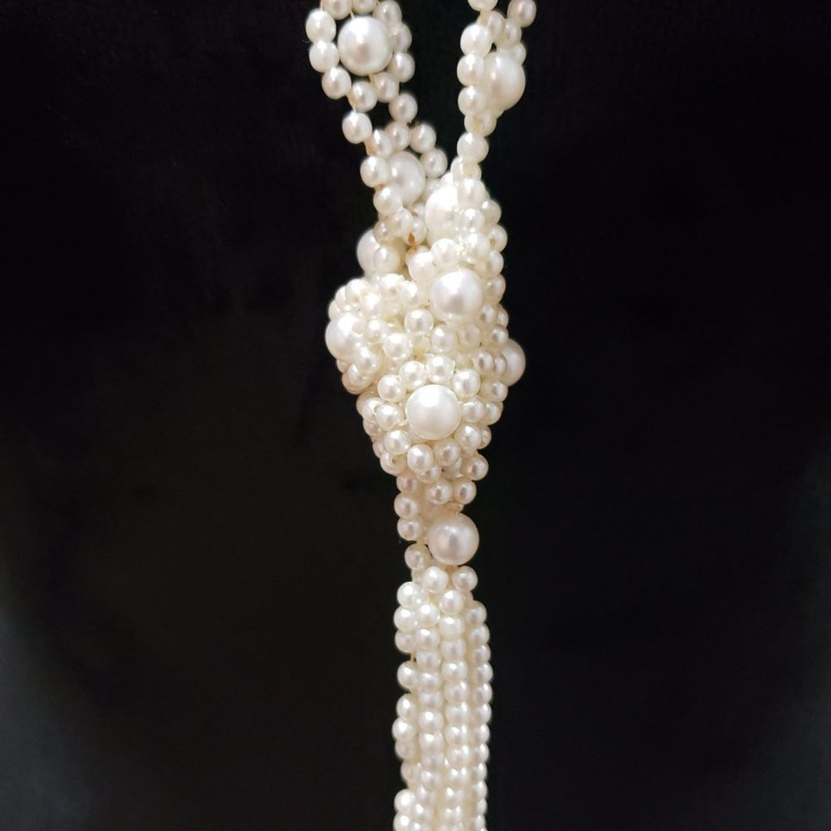 Women's White Multi Strands Pearls Beads Tassel Fringe Necklace