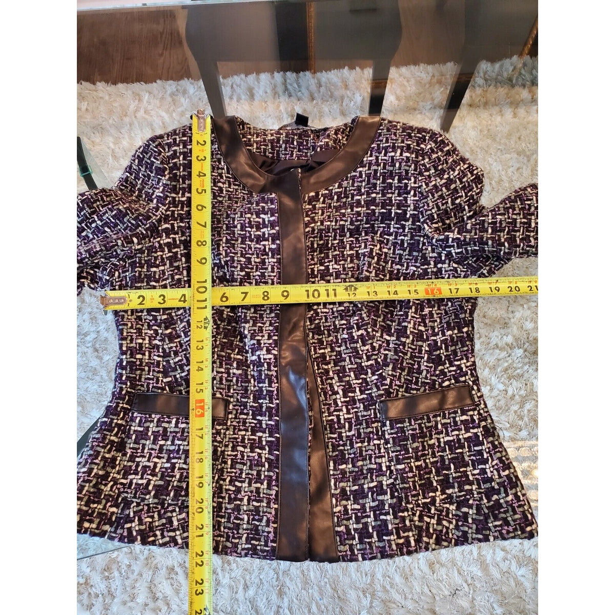 Zac & Rachel Women Purple 100% Acrylic Long Sleeve Button Front Jacket Blazer 8