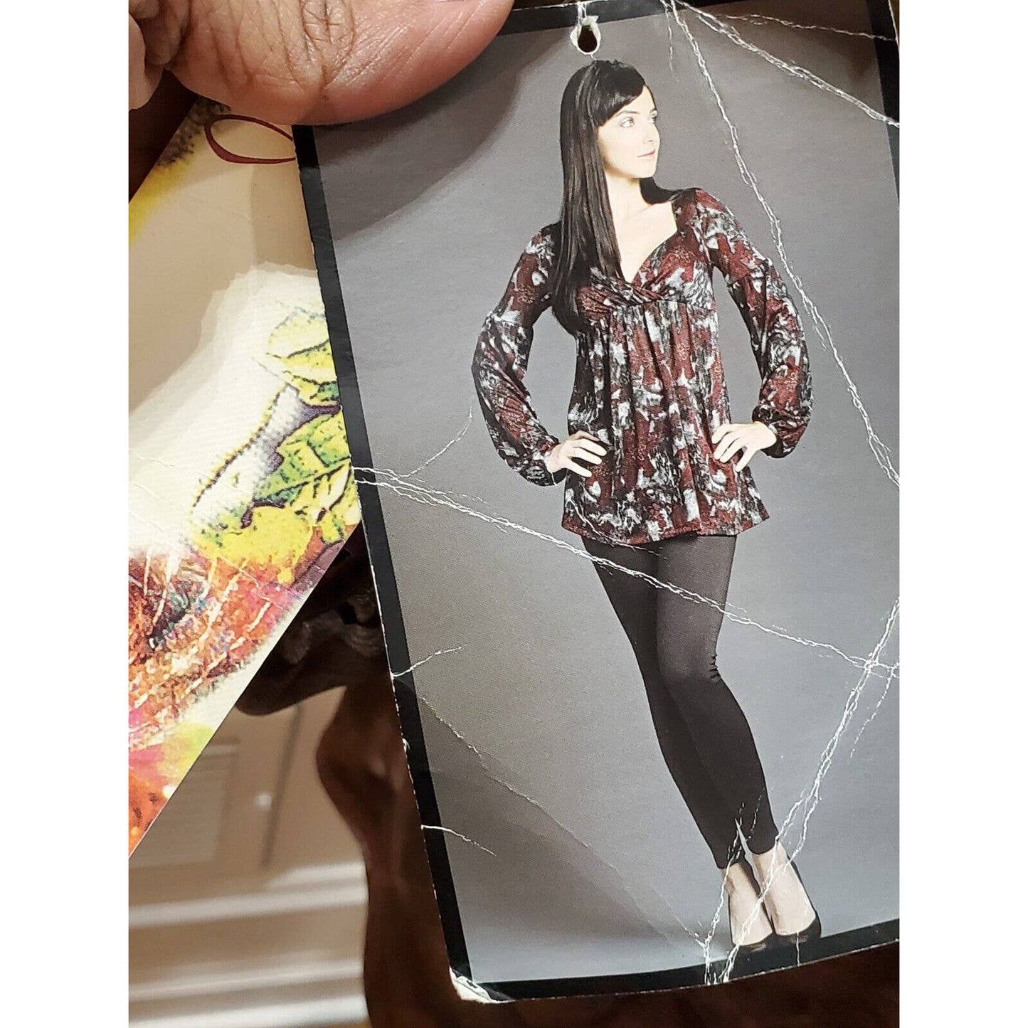 Lapis Women's Brown Polyester V-Neck Long Sleeve Knee Length Dress Size Large