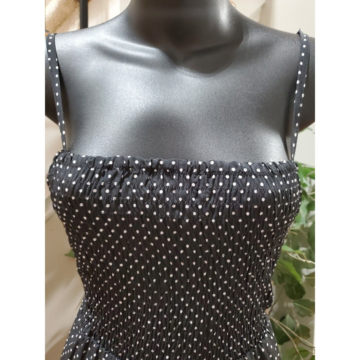 Lumiere Women Black Polka Dot Polyester Off The Shoulder 1 Piece Jumpsuit Size L