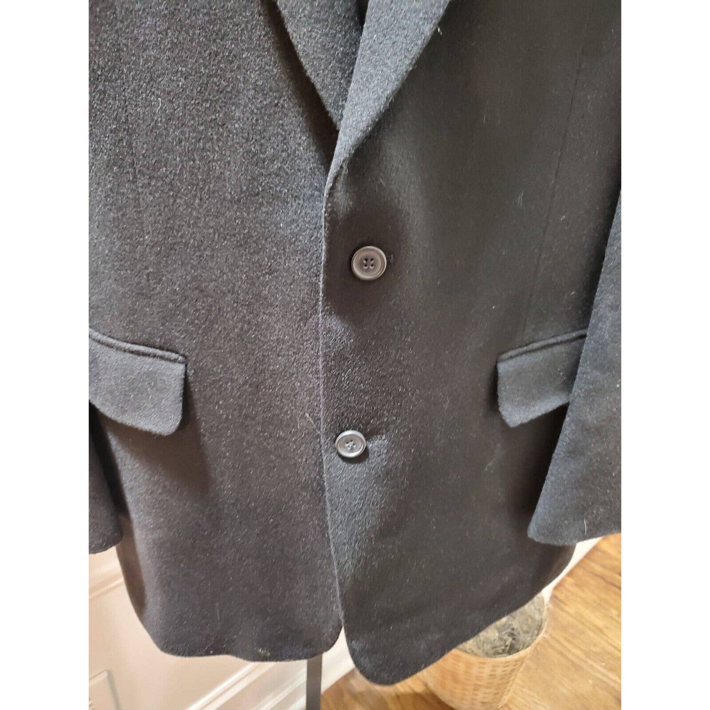 Jos. A Bank Men Solid Black Single Breasted 100% Camel Hair Blazer 42L
