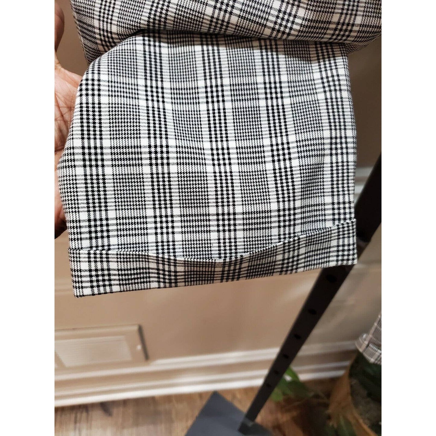 Zara Women's Gray Check Polyester Mid Rise Skinny Legs Casual Dress Pant Size 29