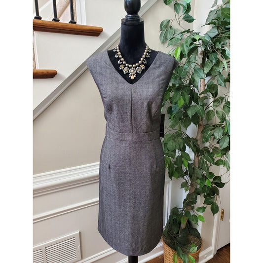 Mossimo Gray Herringbone Polyester V-Neck Sleeveless Casual Knee Length Dress 14