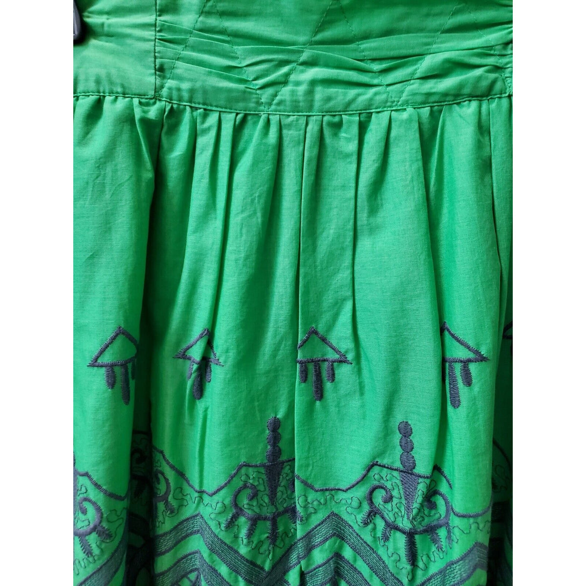 Downeast Womens Green Cotton A Line Side Zipper Casual Knee Length Skirt Size L