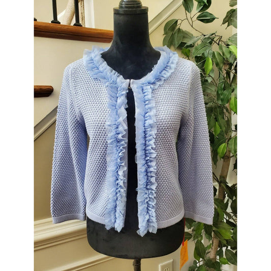 Ruby Rd. Women's Blue Cotton Long Sleeve Casual Cardigan Knit Sweater Size PL