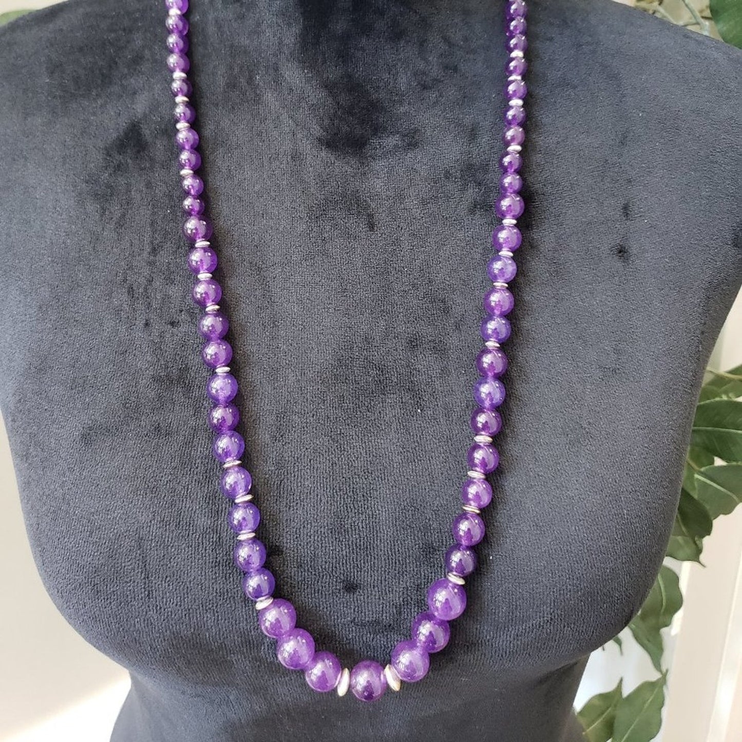 Womens Fashions Purple Amethyst Round Gems Teardrop Necklace with Lobster Clasp