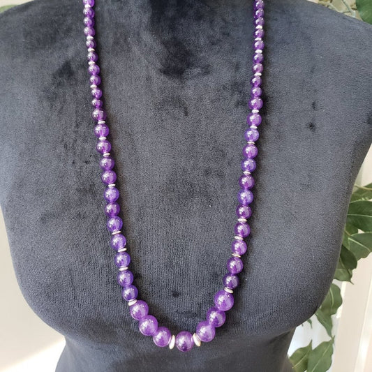 Womens Fashions Purple Amethyst Round Gems Teardrop Necklace with Lobster Clasp