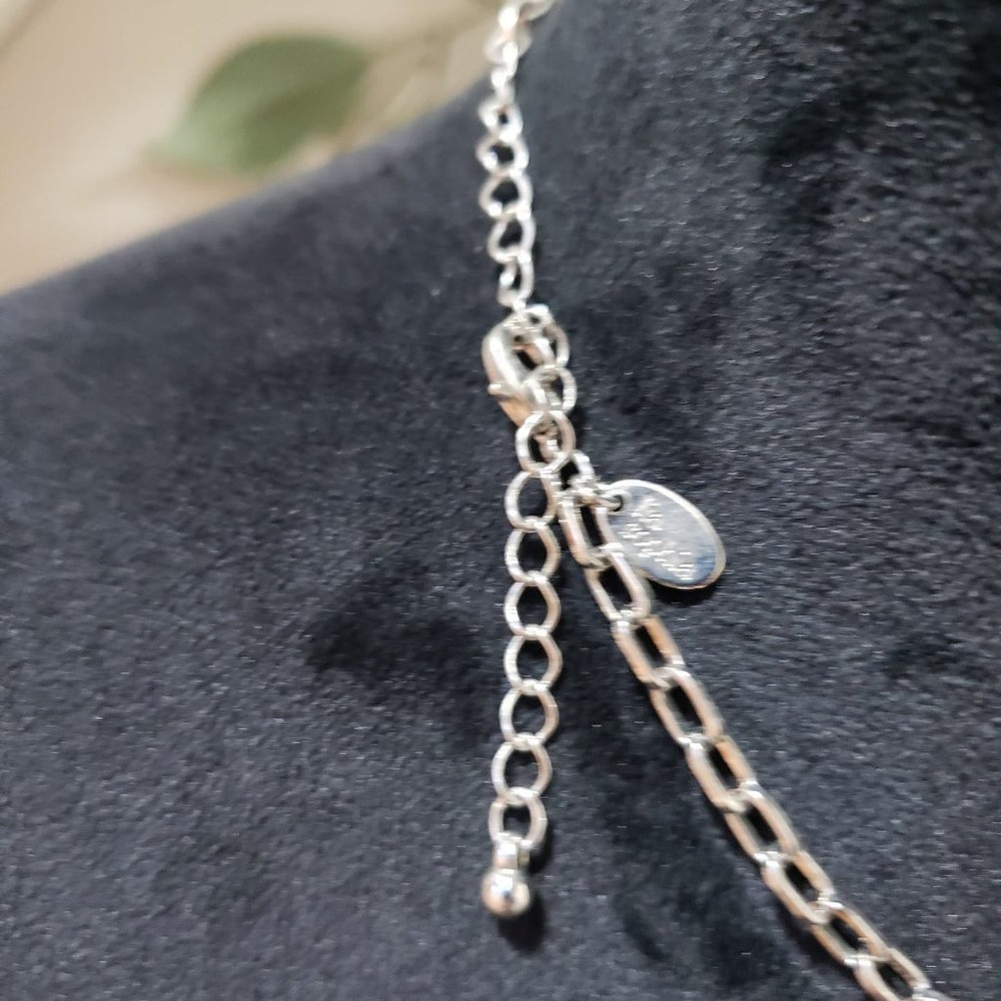 Lia Sophia Silver Tone Cut Crystal Mother Of Pearl Resin Necklace with Lobster