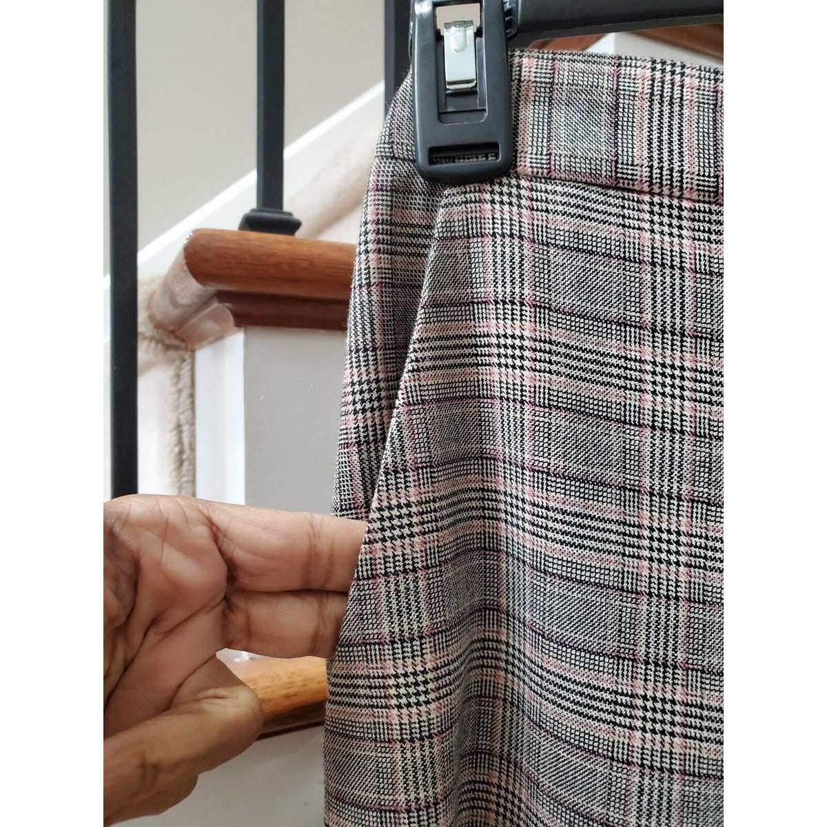 BCBG Generation Gray Plaid Polyester Elastic Waist Wide Leg Culotte Pant XS