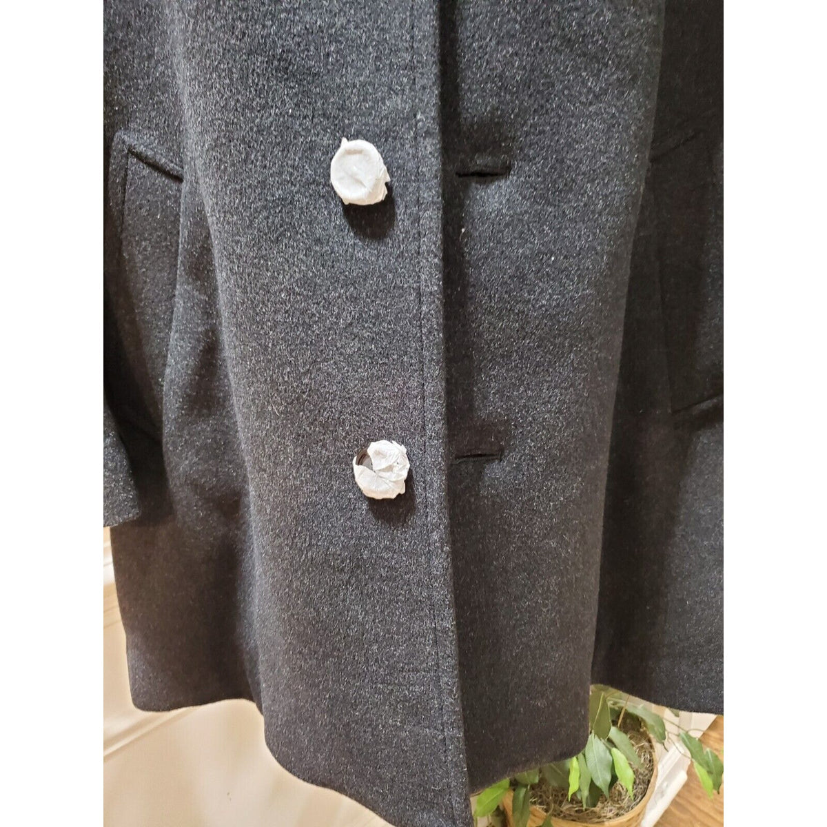 Stafford Mens Black Solid Long Sleeve Collared Button Front Casual Coat Size 38R