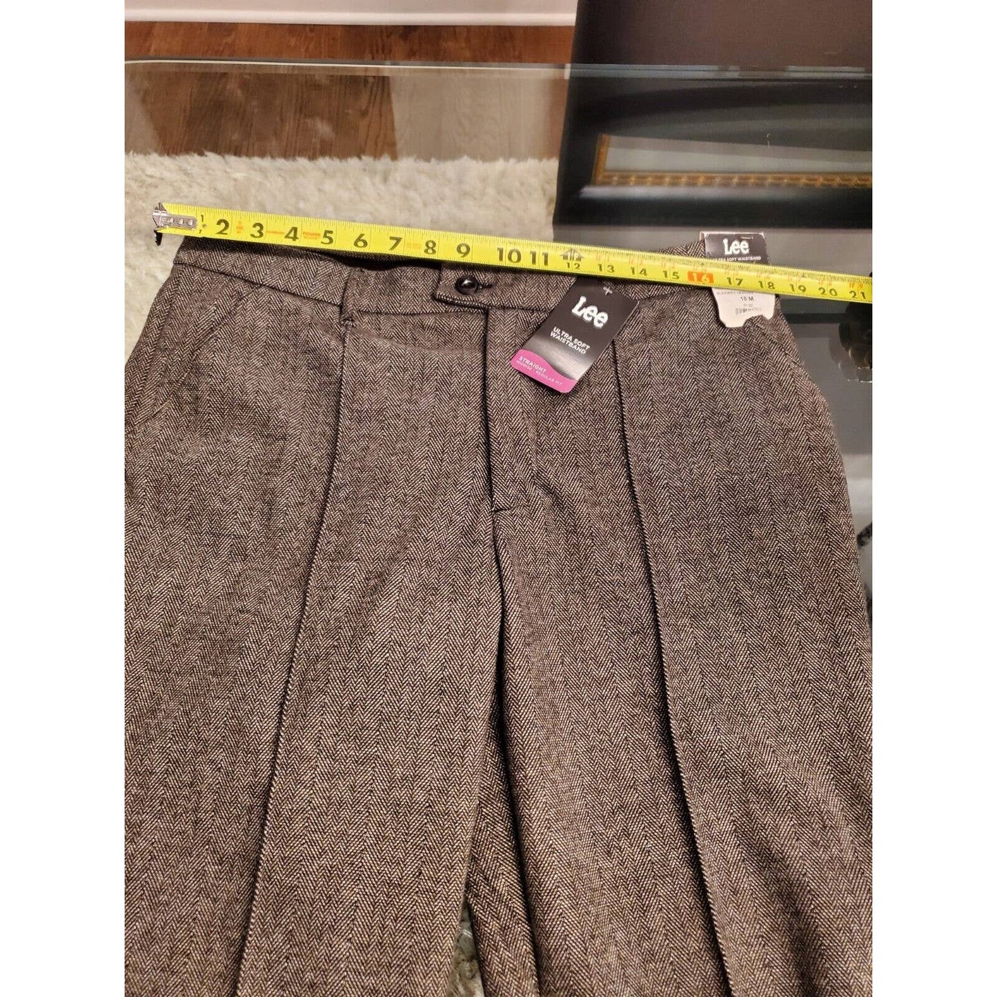 Lee Women's Brown Polyester Mid Rise Zipper Straight Fit Dress Pant Size 18M