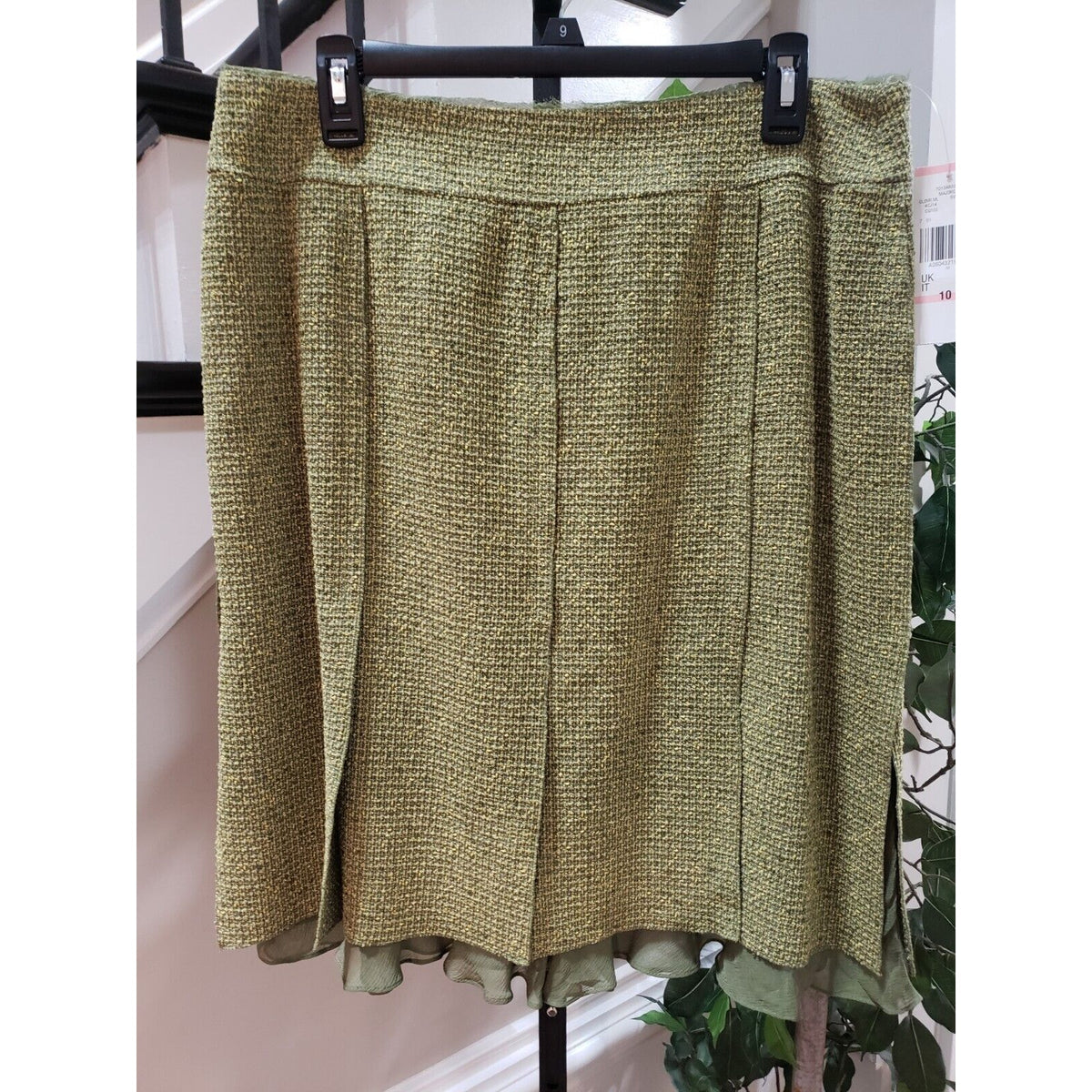 Anne Klein Women's Green Polyester Casual Back Zipper Knee Length Skirts Size 10