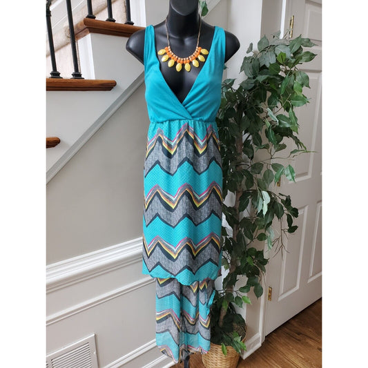 No Boundaries Women's Blue Polyester V-Neck Sleeveless Long Maxi Dress Size XXL