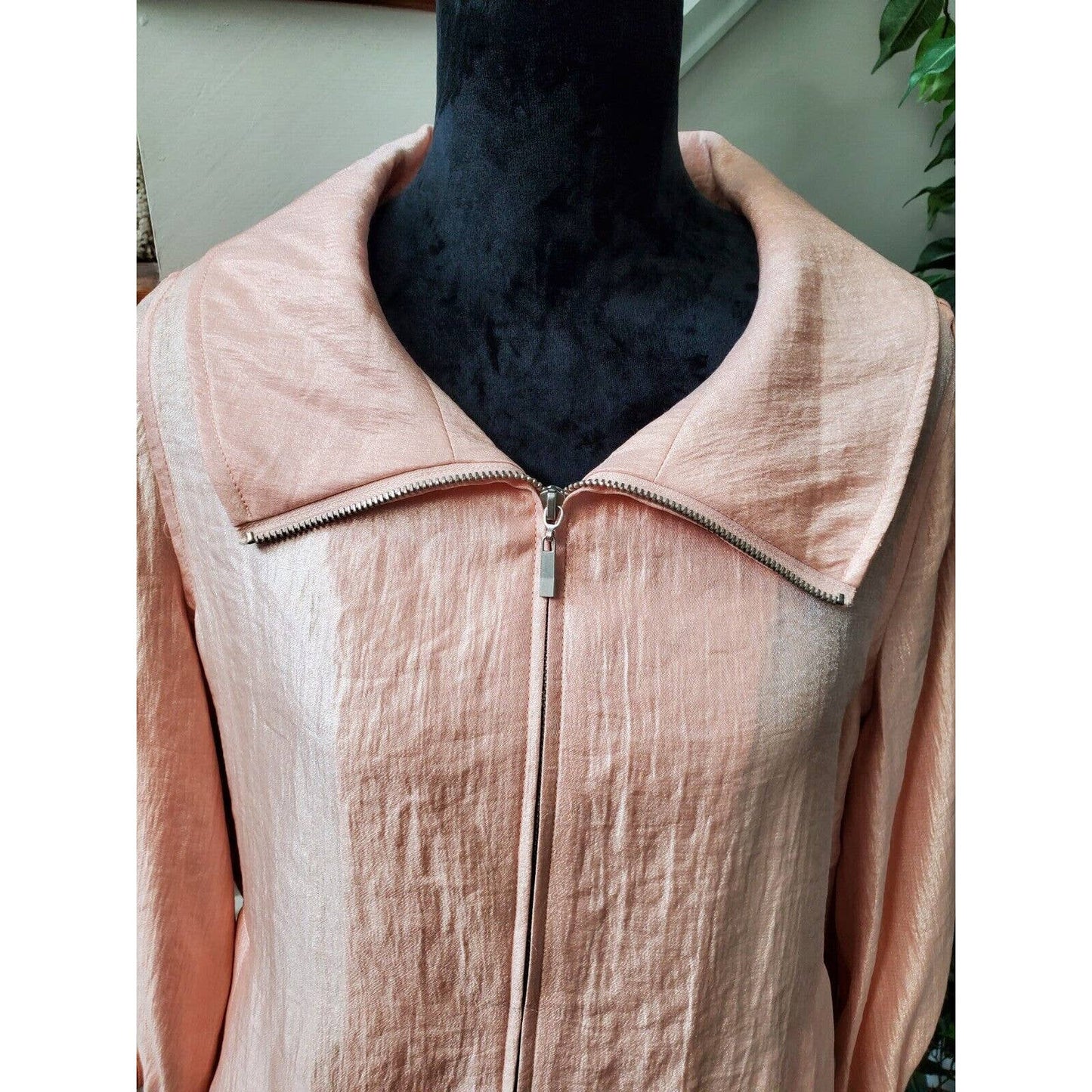 Ruby Rd. Women Solid Pink Rayon Full Zip Front Long Sleeve Jacket Blazer Size 12