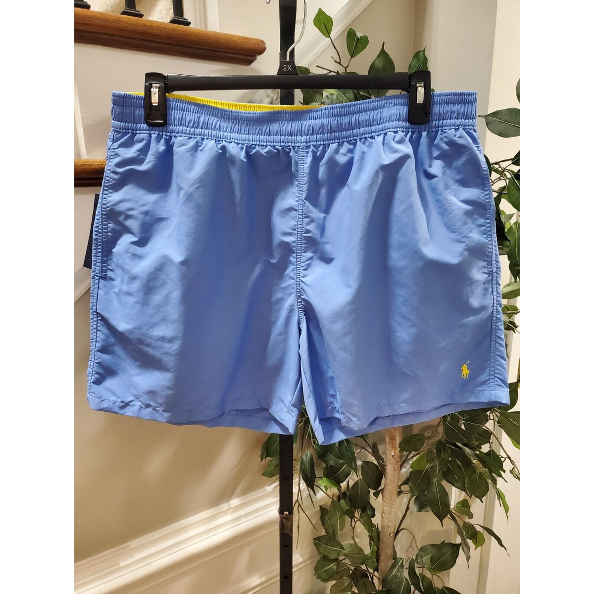 Polo Ralph Lauren Men's Blue Polyester Pull On Swim Trunk Logo Print Shorts 2XL
