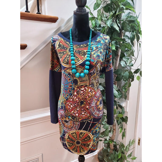 Red Lolly Women's Multicolor Polyester Round Neck Long Sleeve Top Blouse Size M