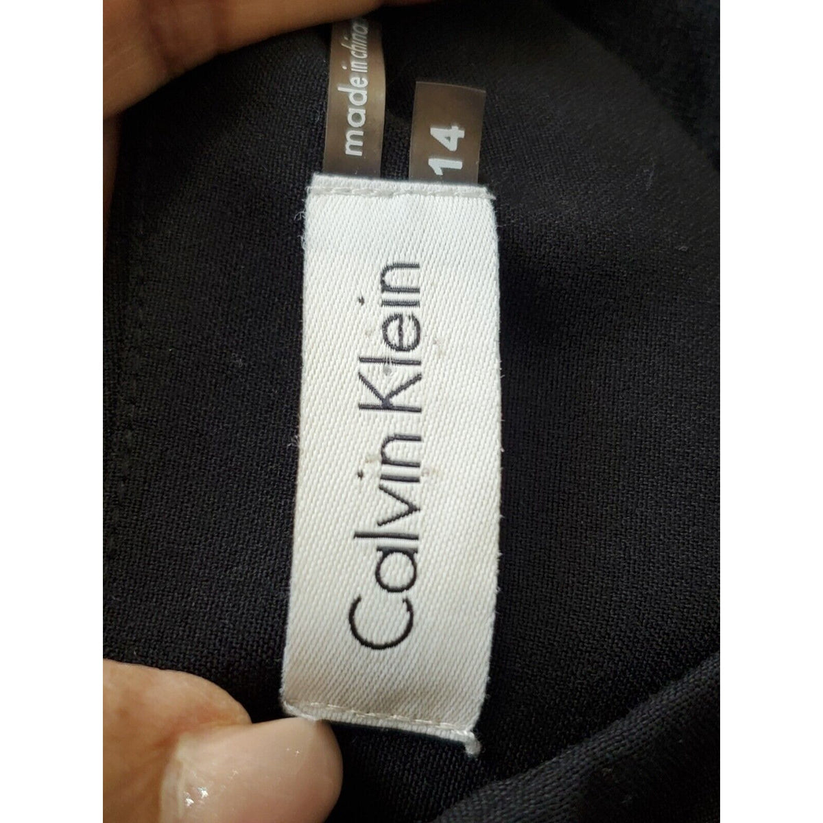Calvin Klein Women's Black Polyester Round Neck Sleeveless Knee Length Dress 14