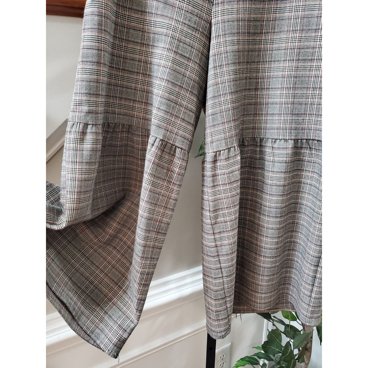 BCBG Generation Gray Plaid Polyester Elastic Waist Wide Leg Culotte Pant XS