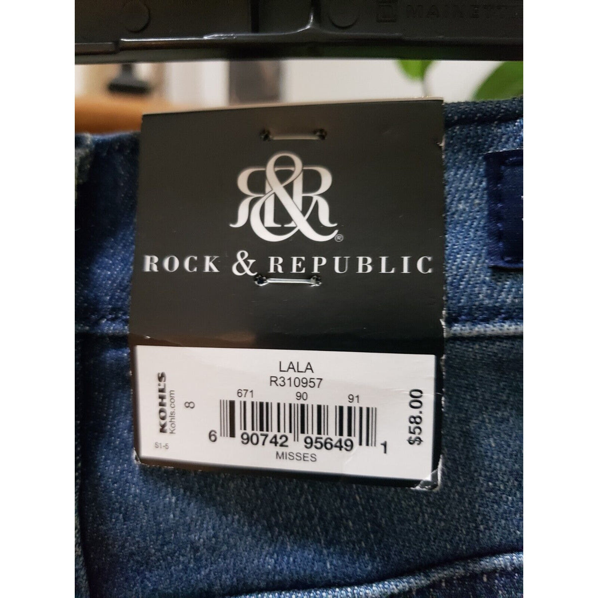 Rock & Republic Womens Lala Blue Denim Studded Cotton Straight Leg Shorts Size 8