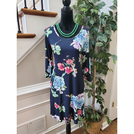 Karen Kane Wild Flower Garden Rose Cold Shoulder Viscose Knee Length Dress Large