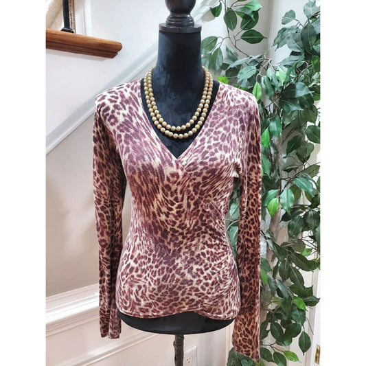 Karen Kane Women's Purple Rayon V-Neck Long Sleeve Casual Top Blouse Size Small