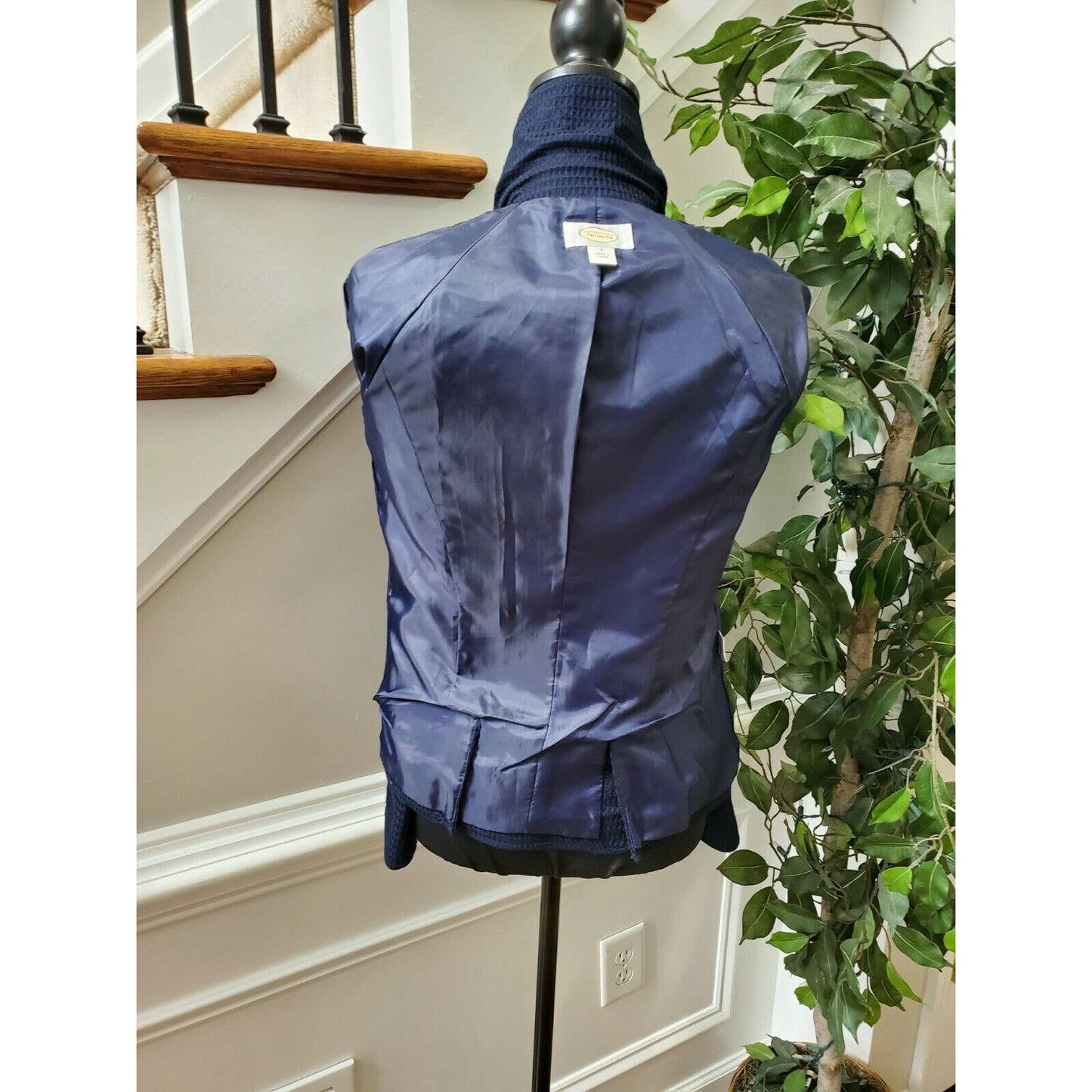 Talbots Women's Blue 100% Cotton Long Sleeve Front Buttons Fitted Blazer Size 4