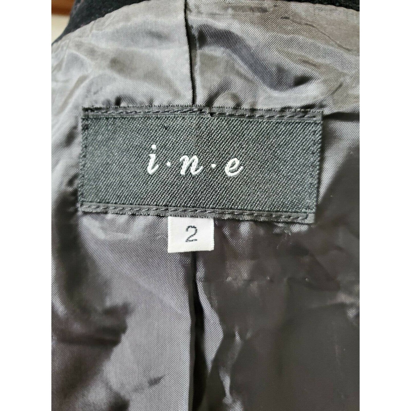 I. N. E Women's Black 100% Polyester Long Sleeve Formal Button Blazer Size 2