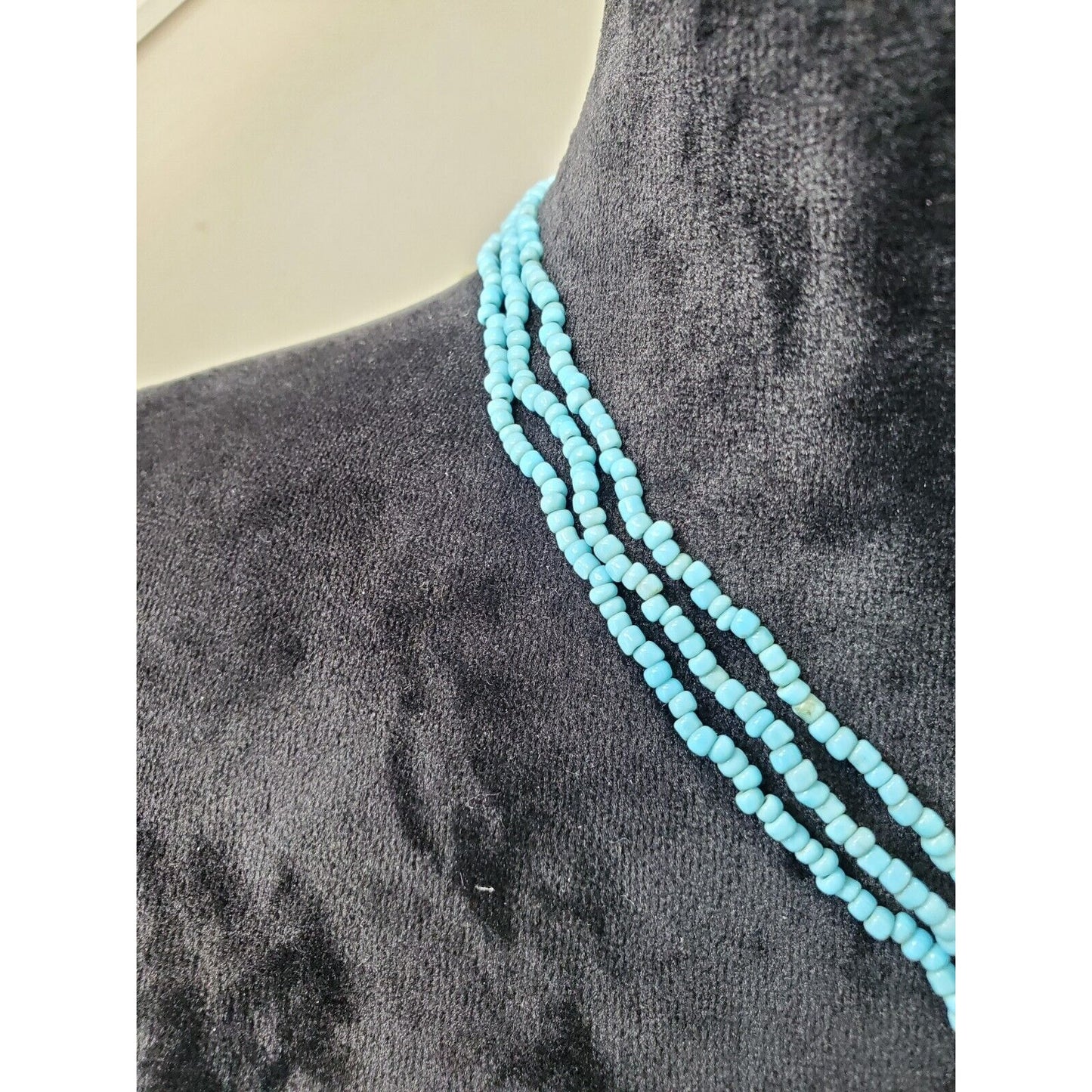 Women's Blue Multilayer Seed Beads Floral Chunky Fashion Jewelry Necklace