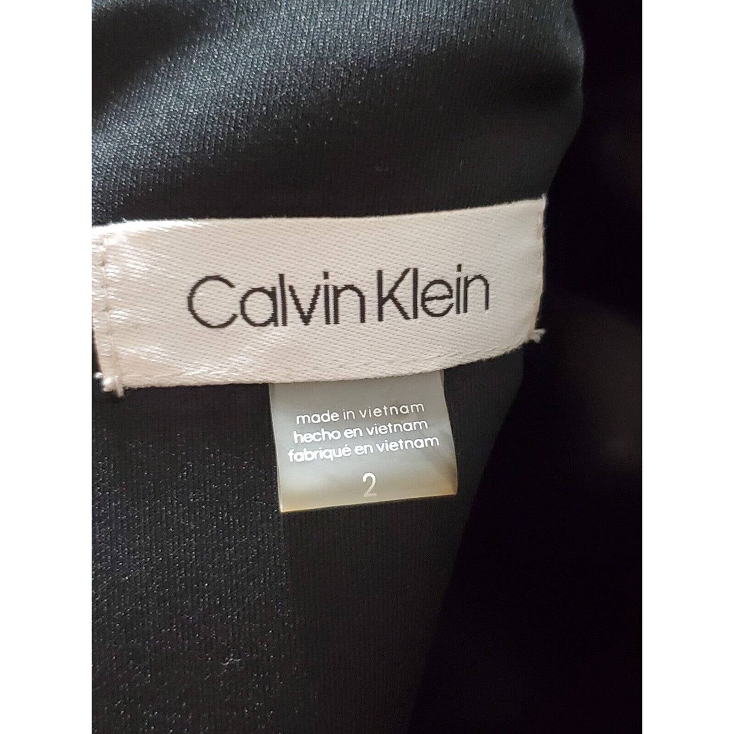 Calvin Klein Women's Black Polyester V-Neck Sleeveless Knee Length Dress Size 2