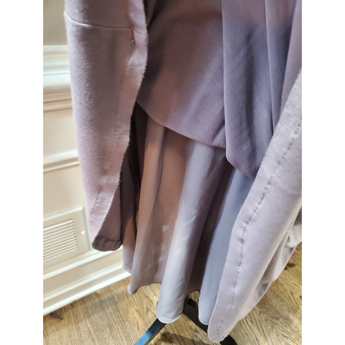 J. June Women Purple Solid Polyester V-Neck Long Sleeve Knee Length Dress Medium