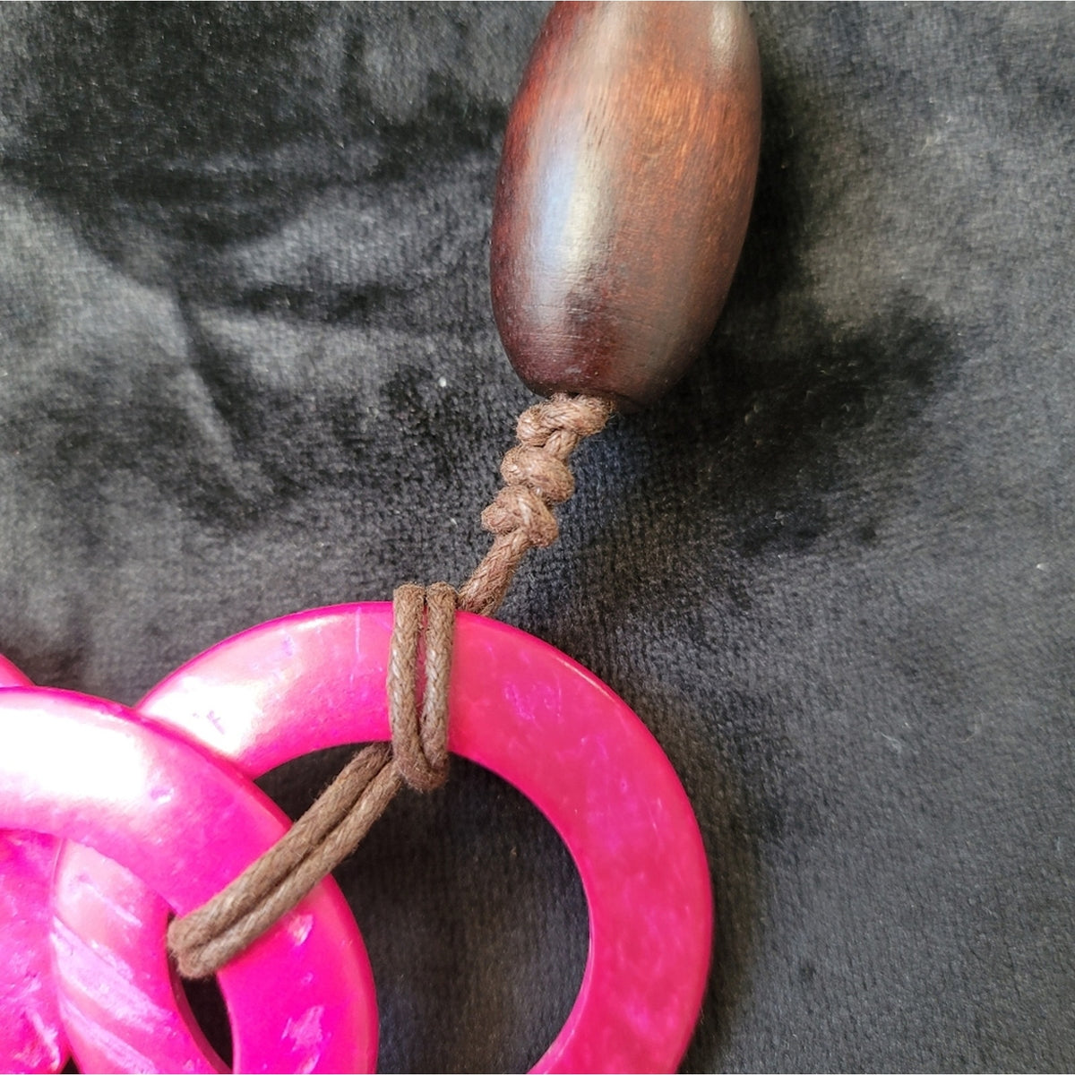 Pink and Brown Wooden Necklace