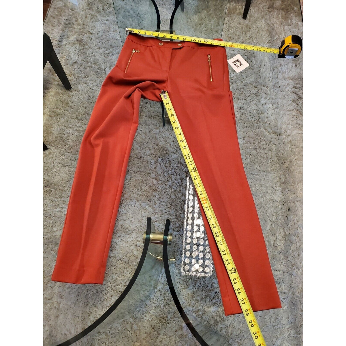 Anne Klein Women's Cinnamon Polyester Slim Leg Pocket Zip Stretch Pants Size 4