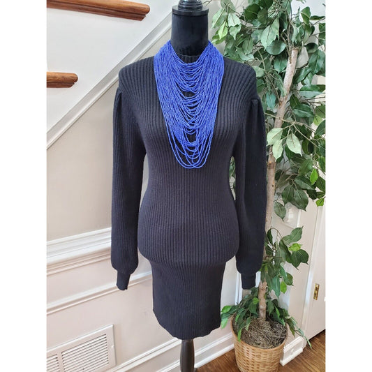 &Merci Black Viscose Mock Neck Long Sleeve Knee Length Sweater Dress Size Medium