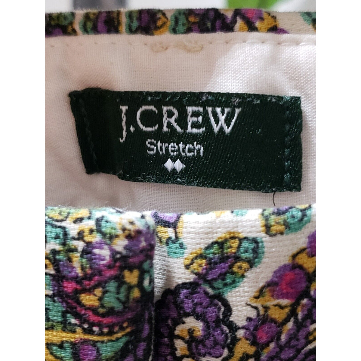 J. CREW City Fit Stretch Paisley Cotton Pockets Flat Front Casual Pants Size 0