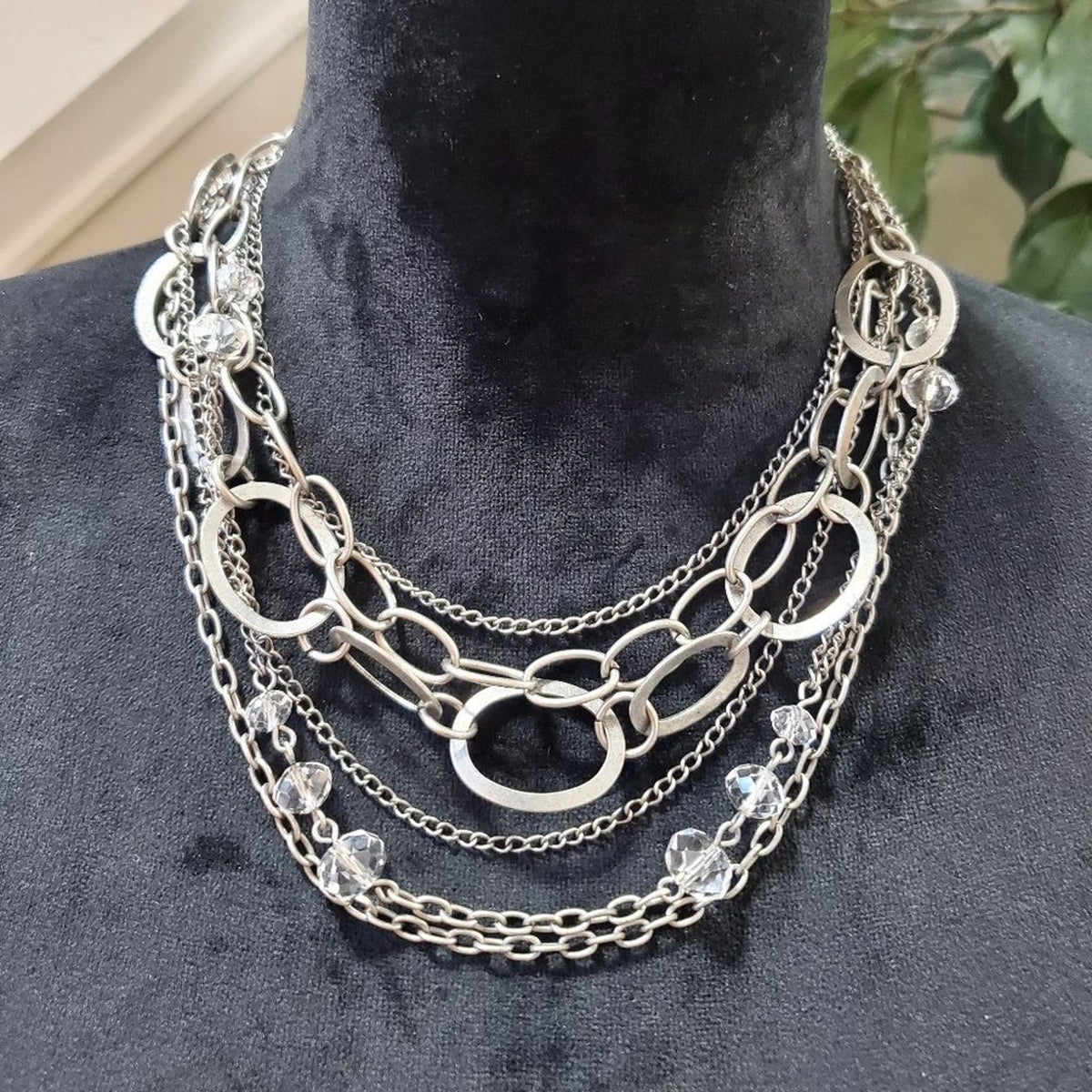 Cookie Lee Womens Silver Circle Cuban Choker Layering Pendant Necklace