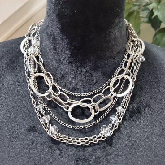 Cookie Lee Womens Silver Circle Cuban Choker Layering Pendant Necklace