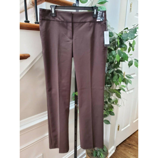 7th Avenue Women's Solid Brown Polyester Mid Rise Bootcut Stretch Pants Size 8