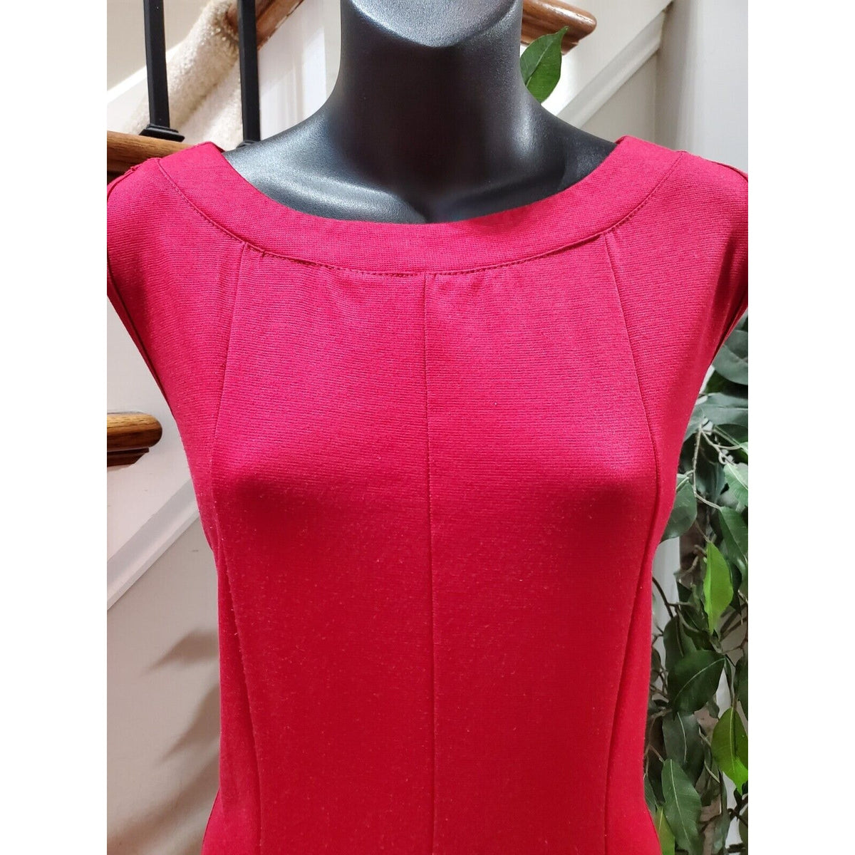 Blooming Rose Women Red Polyester Round Neck Sleeveless Knee Length Dress XL