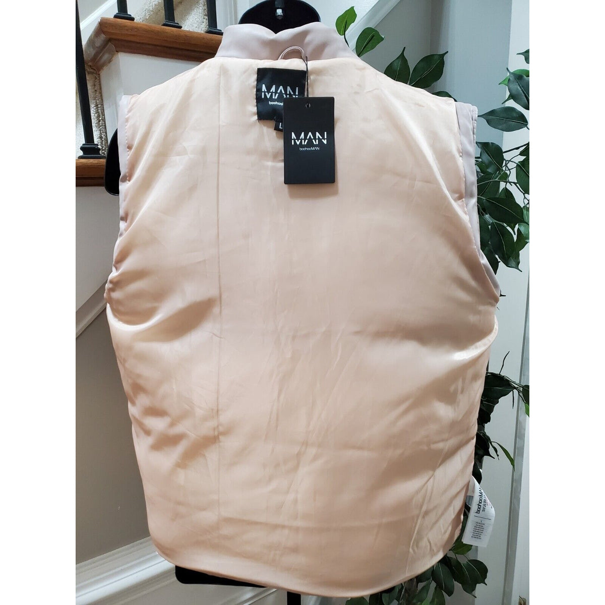 Boohoo Man Mens Beige Sleeveless Pockets Full Zipper Casual Vest Size Large