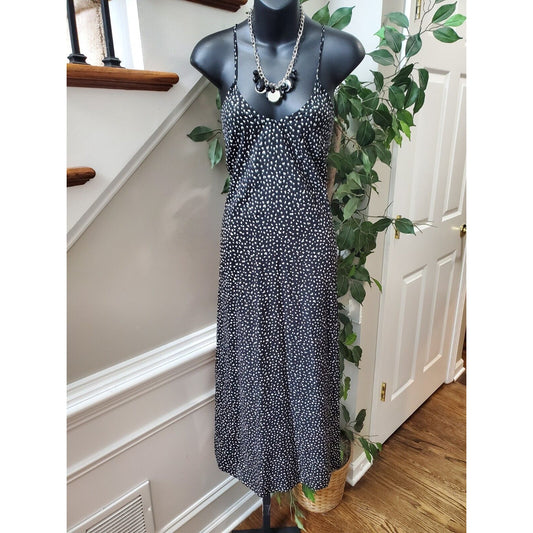Old Navy Women's Black White 100% Rayon Scoop Neck Sleeveless Long Maxi Dress S