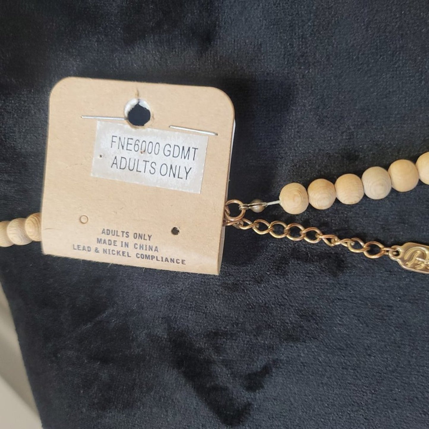 Women's Beige Wooden Round Beaded with Lobster Clasp Long Jewelry Necklace