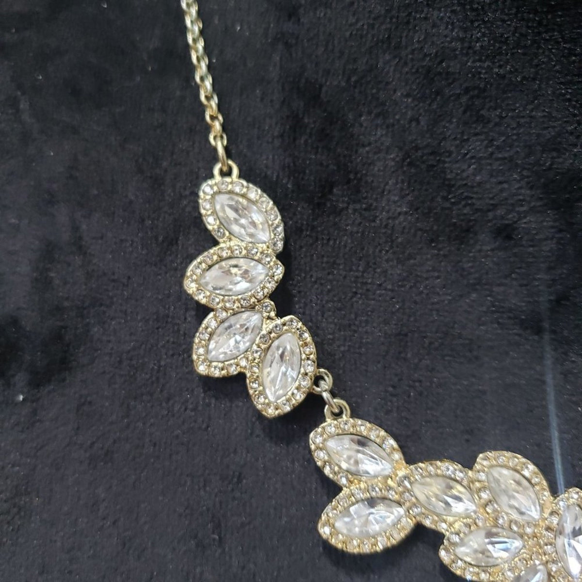 C Women's Gold Tone Clear Teardrop Rhinestones Princess Necklace