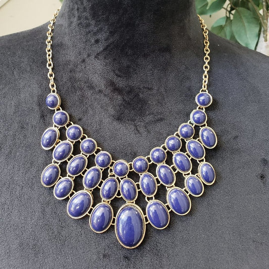 Womens Fashions Gold Purple Triangle Statement Collar Necklace with Lobster Clas