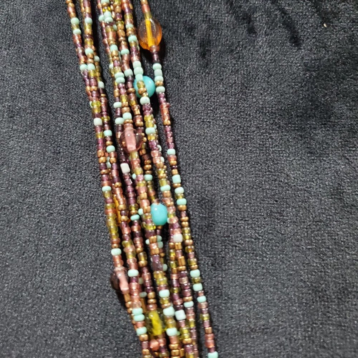 Women's Brown & Blue Multilayer Round Beaded Jewelry Necklace
